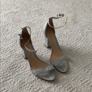 Schutz Silver Block Heel Sandal with Dustbag